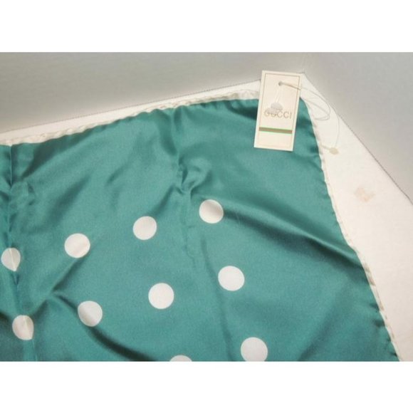 Gucci Teal White Polka Dot Silk Abstract - Picture 3 of 4
